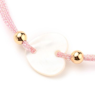 Nastavitelný šňůrkový náramek s perleťovým mezidílem - růžový